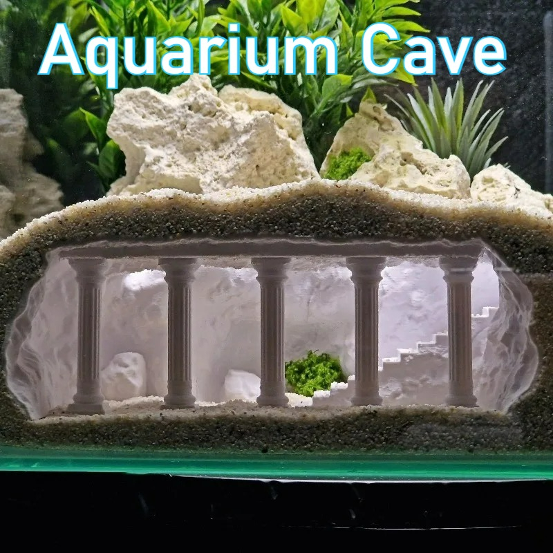 نفق حوض أسماك مطبوع ثلاثي الأب - مراجعة Aquarium Fish Cave وسعره